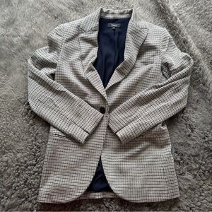 Theory Checkered Blazer with Navy Lining